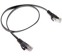 PremiumCord Câble Patch Plat, CAT6, UTP, Ethernet, LAN, Rapide, Flexible et Durable, RJ45, 1Gbit/s, AWG 30/7, Câble en Cuivre 100% CU, Noir, 0,5m