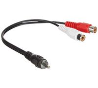 PremiumCord Câble RCA 0,2 m, 1x Fiche vers 2X Prise, Câble Adaptateur Audio Vidéo, Stéréo, pour TV, Téléphones Portables, Mp3, HiFi, Couleur Noir