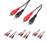 PremiumCord Câble RCA 2m, 2X Fiche vers 2X Fiche, Câble de Connexion Audio Vidéo, Stéréo, pour TV, Téléphones Portables, Mp3, HiFi, Couleur Noir (Lot de 4)
