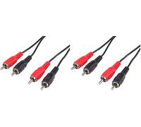 PremiumCord Câble RCA 3m, 2X Fiche vers 2X Fiche, Câble de Connexion Audio Vidéo, Stéréo, pour TV, Téléphones Portables, Mp3, HiFi, Couleur Noir (Lot de 2)