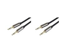 PremiumCord Câble StereoJack 3,5 mm, Fiche StereoJack 3,5 mm Mâle vers Mâle, Câble de Connexion Audio AUX Headset, Blindé, Connecteur Métallique, M/M, Longueur 3 m (Lot de 2)