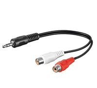 PremiumCord Câble StereoJack pour Cinch, StereoJack 3,5 mm Plug pour 2X Cinch Socket, RCA Jack, Stéréo Audio, Caméras Numériques, TV, Téléphones Mobiles, AUX, MP3, HiFi, Black, Longueur Noire, 20 cm