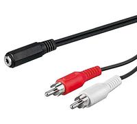 PremiumCord Câble StereoJack pour CINCH, StereoJack 3,5 mm Socket pour 2x CINCH Plug, RCA Jack, Stéréo Audio, Caméras Numériques, TV, Téléphones Mobiles, AUX, MP3, HIFI, Black, Longueur Noire, 1,5 m