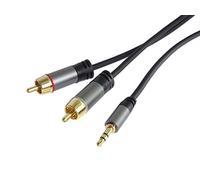 PremiumCord Câble StereoJack vers Cinch, Fiche StereoJack 3,5 mm vers 2X Fiche Cinch, pour Appareil Photo Numérique TV Téléphones Portables MP3 HiFi, Blindé, Connecteur Métallique, M/M, Longueur 5 m