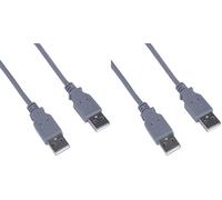 PremiumCord Câble USB 2.0 Haute Vitesse M/M 0,5 m, A Mâle vers A Mâle, Câble de Connexion USB pour Disque Dur Etc., Double Blindage, AWG28, Couleur Gris, Longueur 0,5 m (Lot de 2)