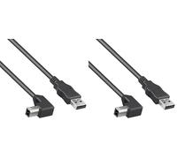 PremiumCord Câble USB 2.0 Haute Vitesse M/M 0,5 m, A Mâle vers B Mâle Coudé À 90°, Câble de Connexion USB pour Scanners Etc., Double Blindage, AWG28, Couleur Noir, Longueur 0,5 m (Lot de 2)