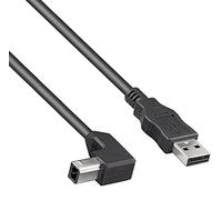 PremiumCord Câble USB 2.0 Haute Vitesse M/M 0,5 m, A Mâle vers B Mâle Coudé À 90°, Câble de Connexion USB pour Scanners Etc., Double Blindage, AWG28, Couleur Noir, Longueur 0,5 m