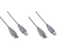 PremiumCord Câble USB 2.0 Haute Vitesse M/M 3 m, A Mâle vers B Mâle, Câble de Connexion USB pour Scanners Etc., Double Blindage, AWG28, Couleur Gris, Longueur 3 m (Lot de 2)