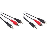 PremiumCord Câble Y Jack vers RCA 2m, Fiche Jack 3,5mm vers 2X Fiches RCA, Audio Stéréo, pour Appareil Photo Numérique, TV, Téléphones Portables, Mp3, HiFi, Couleur Noir (Lot de 2)