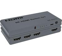 PremiumCord Commutateur 8K HDMI 3:1 Avec Télécommande, Vidéo UHD 8K @ 60 Hz, 4K @ 144 Hz, Full HD 1080p, 40 Gbit/s, 3D, HDCP 2.3, VRR, ALLM, FreeSync, G-Sync, Alimentation 5 V/1 A, Gris