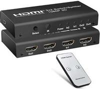 PremiumCord Commutateur HDMI 2:2, 3D, 1080p, télécommande