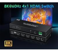 PremiumCord Commutateur HDMI 4:1 avec support pour 8K @ 60Hz, 4K @ 120Hz, 1080P, HDR, avec bouton poussoir et télécommande