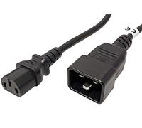 PremiumCord Cordon d'alimentation 230V 1m, Câble d'alimentation 10A, IEC 320, Prise à Fiche, IEC 320 C13 pour C20, Couleur Noire