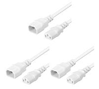 PremiumCord Extension d'alimentation pour PC 230V 2m, Rallonge IEC 320, Prise à Fiche, IEC 320 C13 pour C14, Câble d'alimentation, Couleur Blanche (Lot de 3)