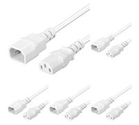 PremiumCord Extension d'alimentation pour PC 230V 3m, Rallonge IEC 320, Prise à Fiche, IEC 320 C13 pour C14, Câble d'alimentation, Couleur Blanche (Lot de 5)