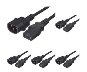 PremiumCord Extension d'alimentation pour PC 230V 3m, Rallonge IEC 320, Prise à Fiche, IEC 320 C13 pour C14, Câble d'alimentation, Couleur Noire (Lot de 5)