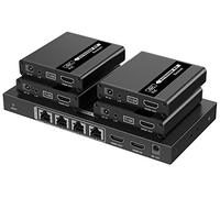 PremiumCord HDMI 1-4 Splitter + Extender via Cat6 / 6a / 7, Ultra HD 4K @ 30Hz à 70m, Habillage en Métal, 2 Destinataires avec Alimentation, Dolby TrueHD, 3D, EDID, CEC, HDCP2.2