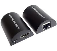 PremiumCord HDMI Extender jusqu'à 100 m sur Cat5e / 6, Résolution 4K @ 30Hz, Full HD 1080p @ 60Hz, HDCP, Boîtier en Métal, Super Petite Version, Couleur Noire