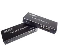 PremiumCord HDMI KVM Extender avec 2xUSB jusqu'à 60 m avec Audio Via Le Câble Patch CAT5E / CAT6, Compatible avec Le Boîtier en Métal, Full HD 1080p, Le Boîtier en Métal Complet