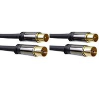 PremiumCord HQ Câble de Connexion Antenne TV, M/F, 75 Ohms (135 dB), 4x Blindé, Connecteurs Métalliques, Longueur 1,5 m (Lot de 2)