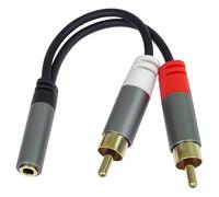 PremiumCord Hq Câble Répartiteur Prise Jack 3,5 mm vers 2X Cinch, Prise Stereojack vers Fiche Cinch, Rca, Aux Headphone Audio, Blindé, Connecteur Métallique, Couleur Noir, M/F, Longueur 15 Cm