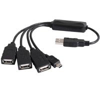 PremiumCord Hub USB 4 Ports, câble Noir, USB 2.0 Haute Vitesse, jusqu'à 480 Mbps.