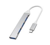 PremiumCord Hub USB-C avec 4X USB A, SuperSpeed 3.2 Gen1 5Gbps, Plug & Play, Hot-Swap, Boîtier en Aluminium, 10 cm