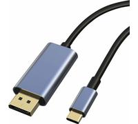 PremiumCord 8K Cable USB-C sur DisplayPort 1.4, Résolution jusqu'à UHD 8K @ 60Hz, 4K @ 120Hz et Full HD 1080p, Connecteur sur les Bouchons, HDCP 2.2, Aluminium, Couleur Gris Métallique, Longueur 2 m