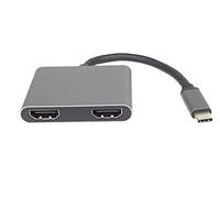 PremiumCord MST Adaptateur 4K USB-C vers 2 x HDMI, USB 3.1 Type C mâle vers 2 x HDMI Femelle, Fonctions de Miroir, USB 3.0, PD, résolution 4K, Full HD 1080p