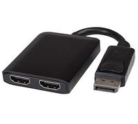 PremiumCord MST Adaptateur DisplayPort vers 2X HDMI, Fonction Étendue + Miroir, Vidéo 4K@60Hz UHD 2160p, Full HD 1080p, Noir, Longueur: 20 cm