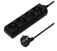 PremiumCord Multiprise 2m, 4 Prises, Rallonge 230V | Rallonge 230V, Prises Françaises Tournées à 45°, Multiprise de Qualité avec Sécurité Enfant, Couleur Noir