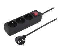 PremiumCord Multiprise avec Interrupteur Secteur 2m, 3 Prises, Rallonge 230V, 3 Prises Françaises Tournées à 45°, Multiprise de Qualité avec Sécurité Enfant, Couleur Noir