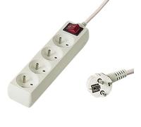 PremiumCord Multiprise avec Interrupteur Secteur 2m, 4 Prises, Rallonge 230V, 4 Prises Françaises Tournées à 45°, Multiprise de Qualité avec Sécurité Enfant, Couleur Blanc