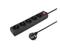 PremiumCord Multiprise avec Interrupteur Secteur 3m, 5 Prises, Rallonge 230V, 5 Prises Françaises Tournées à 45°, Multiprise de Qualité avec Sécurité Enfant, Couleur Noir