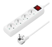 PremiumCord Multiprise avec Interrupteur Secteur 5m, 4 Prises, Rallonge 230V, 4 Prises Françaises Tournées à 45°, Multiprise de Qualité avec Sécurité Enfant, Couleur Blanc