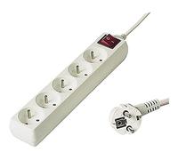 PremiumCord Multiprise avec Interrupteur Secteur 5m, 5 Prises, Rallonge 230V, 5 Prises Françaises Tournées à 45°, Multiprise de Qualité avec Sécurité Enfant, Couleur Blanc