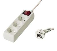 PremiumCord Multiprise avec Interrupteur Secteur 7m, 3 Prises, Rallonge 230V, 3 Prises Françaises Orientables à 45°, Multiprise de Qualité avec Sécurité Enfant, Couleur Blanc