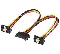 PremiumCord Power Splitter répartiteur pour Disque Dur HDD, SATA mâle vers 2 Prises SATA coudées à 90°