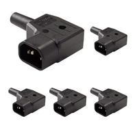 PremiumCord Prise Secteur coudée 230 V 90 °, 10 A, IEC C14, Couleur Noire (Lot de 5)