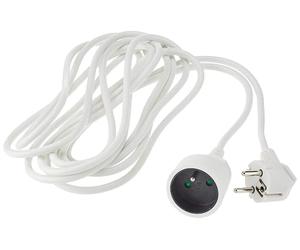 PremiumCord Rallonge 230V 10 m, avec Sécurité Enfant, Câble d'alimentation, Câble Secteur, Rallonge Schuko, Prise à Fiche Type E, Couleur Blanc