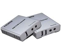 PremiumCord Rallonge KVM HDMI avec 2 Ports USB jusqu'à 60 m avec Audio Via câble Patch Cat5/Cat6, boîtier en métal, Compatible avec Full HD 1080p 60 Hz