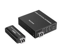 PremiumCord Rallonge Optique USB 4 Ports jusqu'À 300 m, USB 3.2 SuperSpeed 5 Gbit/s, Rallonge Fibre Multimode, Boîtier Métallique, Noir