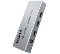 PremiumCord Répartiteur HDMI 1-2, Vidéo 8K 4320p 60Hz, 4K 2160p 120Hz, Full HD 1080p, HDMI 2.1, 40 Gbit/s, HDR10, Dolby TrueHD, Cec, Petit Boîtier Métallique, Argent