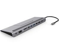 PremiumCord Station d'accueil USB-C MST pour Ordinateur Portable, 4K, HDMI, DisplayPort, VGA, 2 Ports USB 3.0, Gigabit RJ45, SD, Audio, PD, Full HD, boîtier en Aluminium, Longueur du câble 20 cm