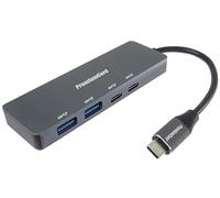 PremiumCord SuperSpeed Hub USB-C vers 2 Ports USB-C et 2 Ports USB A, USB 3.2 Gen 1, 5 Gbit/s, Charge 5 V, mâle vers Femelle, Aluminium, Longueur 15 cm