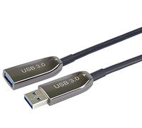 PremiumCord USB 3.2 Optique Câble d'Extension (AOC), USB A, Fibre Optique, Câble de Données SuperSpeed Jusqu'à 5Gbit/s, Non Compatible 2.0, Femelle à Mâle, Noir, Longueur 20m