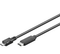 PremiumCord USB-C - Câble de Connexion Micro USB, Câble de Charge Jusqu'à 2,5 W, Câble de Données Jusqu'à 480 Mbit/s, USB Type C Mâle vers Micro USB Mâle, Triple Blindage, Couleur Noir, Longueur 0,6m