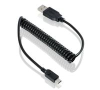 PremiumCord USB - Câble de Connexion Spiralé Micro USB 1 m, Type A Mâle vers Type Micro B Mâle, Câble de Données Haut Débit 480 Mbit/s, 5 Broches, 2x Blindé, AWG28, Couleur Noir, 1 m