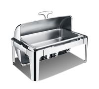 PremiumRollTopChafingDishBuffetSetStainless SteelFoodServingDisplayPlateau pour mariages et événementsComptoir Chauffe-condiments 10 cm/1 grilleArgentA