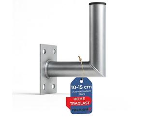PremiumX 10-15 cm Support mural d'angle en acier galvanisé pour antenne satellite, parabole parabolique Montage mural Distance au mur 100-150 mm Ø 48 mm